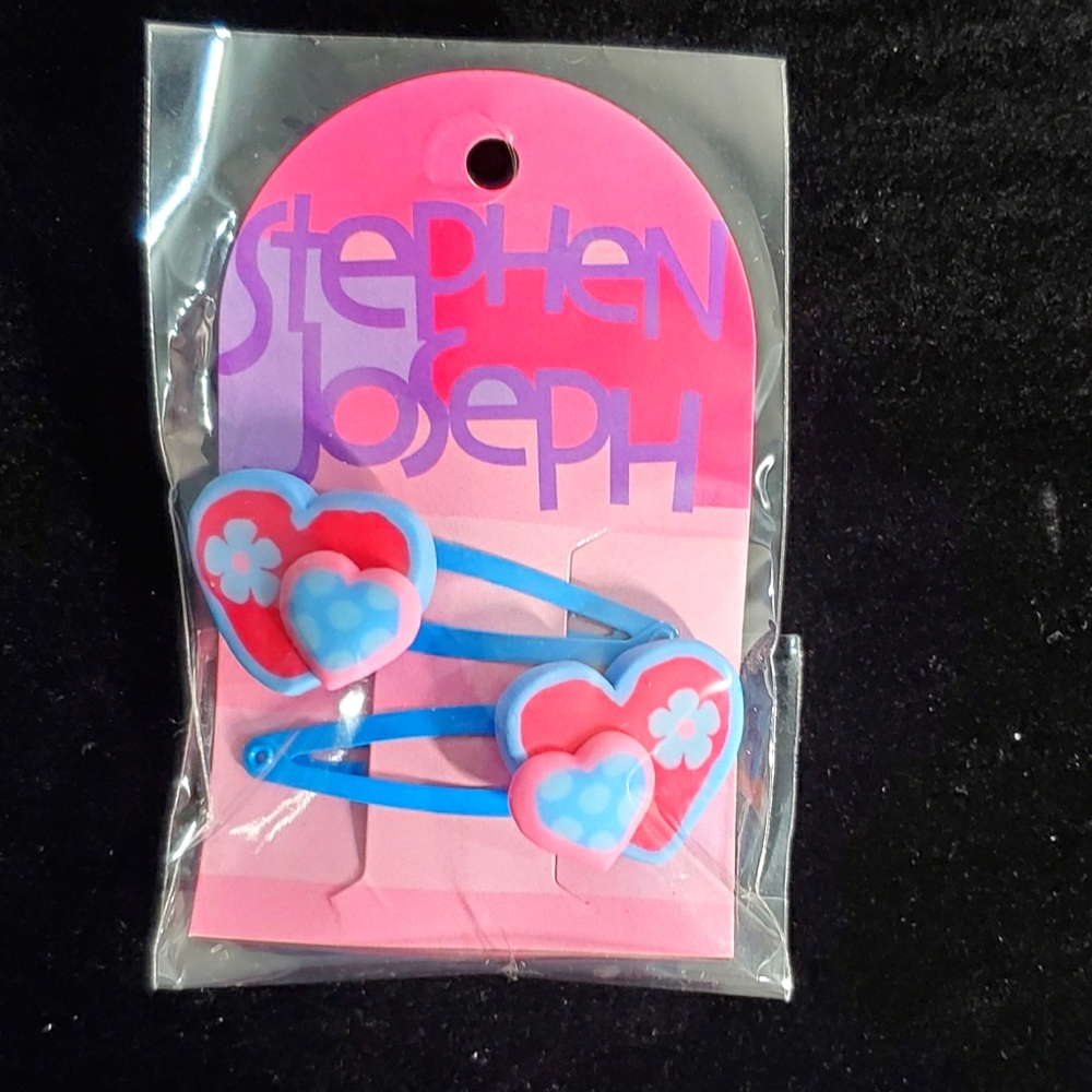 NEW Stephen Joseph Clay Heart Girls Hair Barrettes